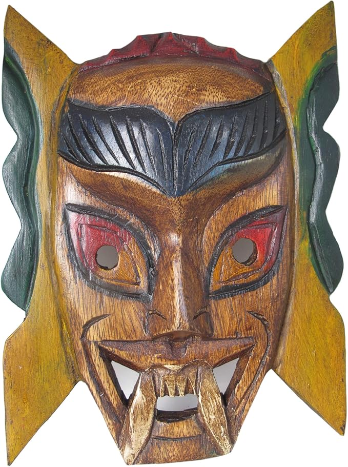 木质部落面具雕塑 - 非洲风格 tiki 面具墙壁艺术装饰 - 手工雕刻酒吧